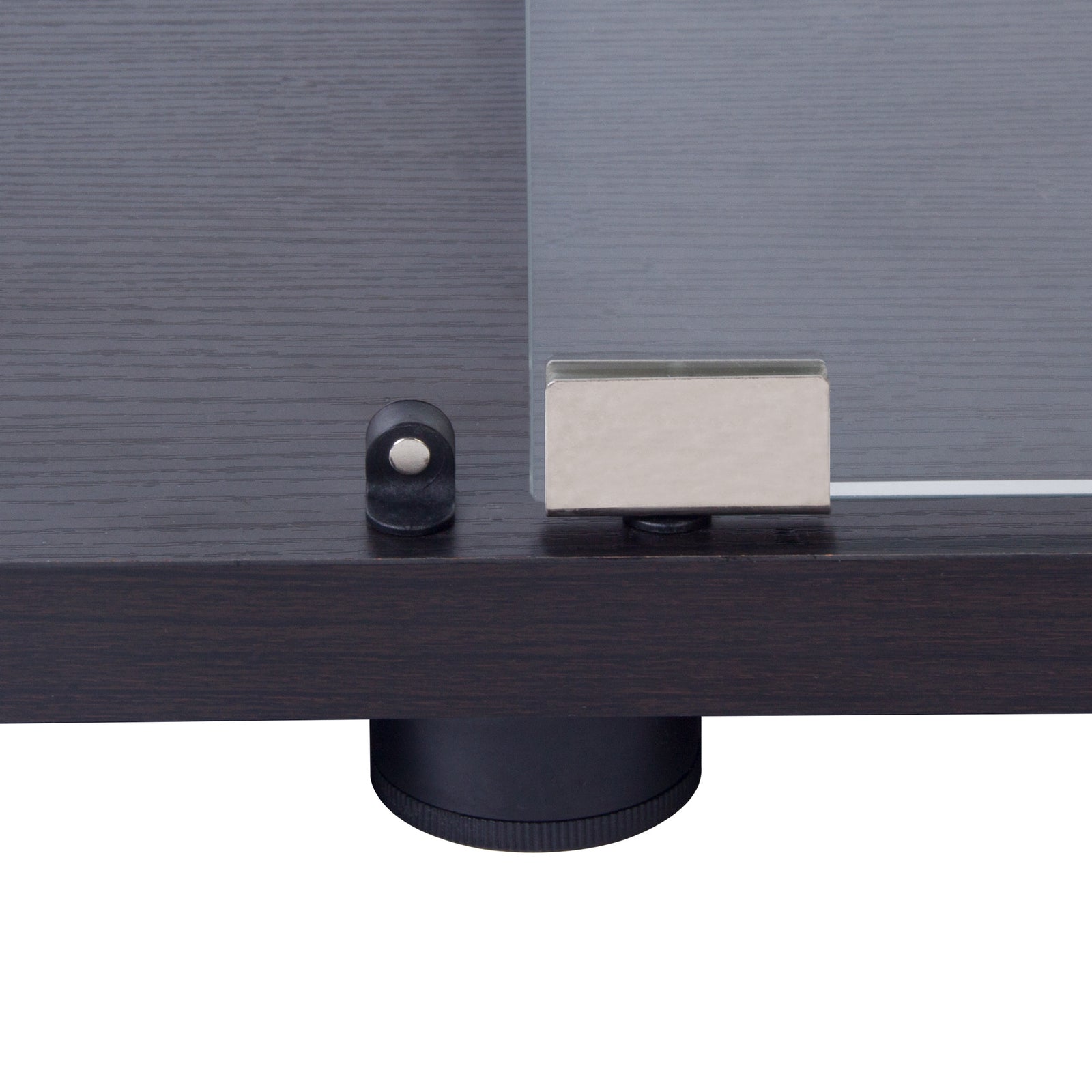 Two Door Glass Cabinet Glass Display Cabinet with 3 Shelves, Black