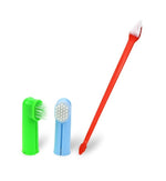 Two Headed Dog Toothbrush Set Canine Dental Hygiene Brush with 2 Finger Brushes Soft Bristles - WoodPoly.com