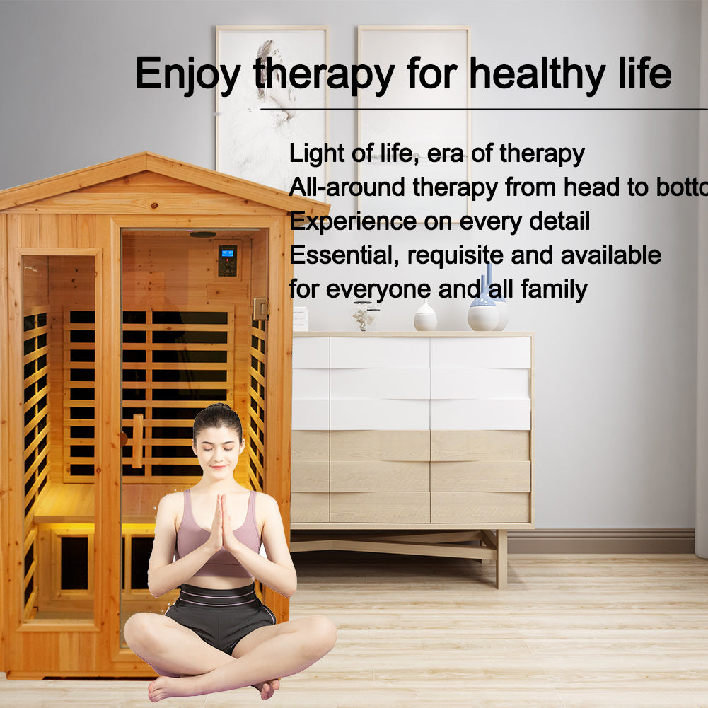 Two person Far infrared old fir outdoor sauna room