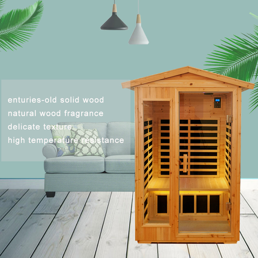 Two person Far infrared old fir outdoor sauna room
