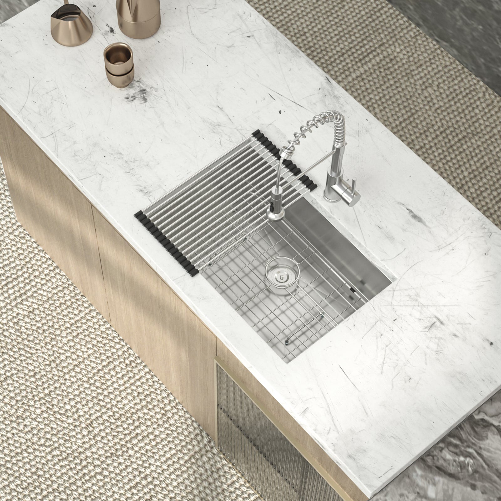 Undermount Sink Stainless Steel 18 Gauge Single Bowl Kitchen Sink Basin with Strainer