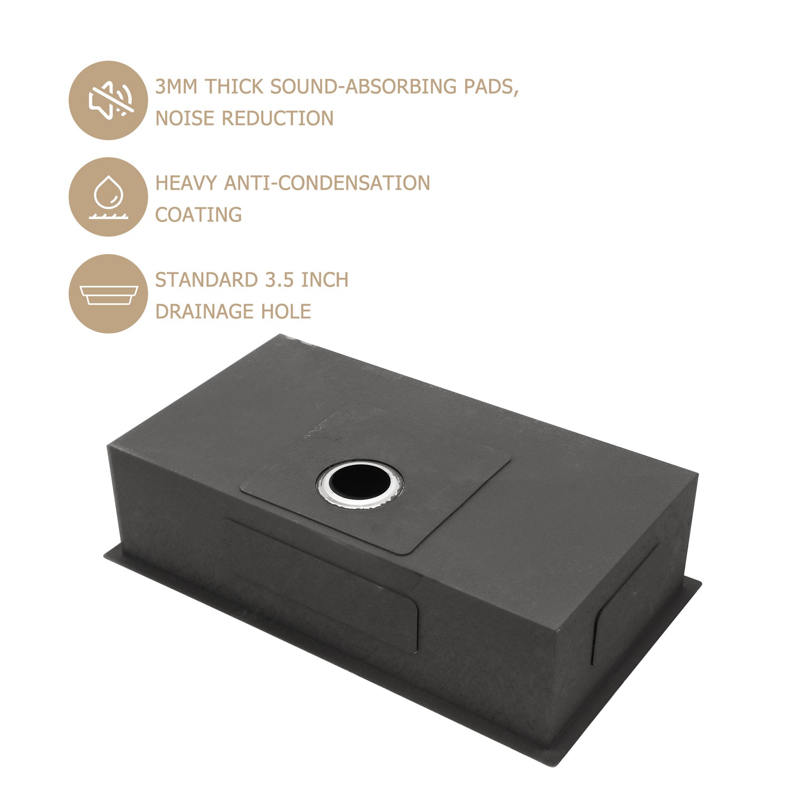 Undermount Sink Stainless Steel 18 Gauge Single Bowl Kitchen Sink Basin with Strainer