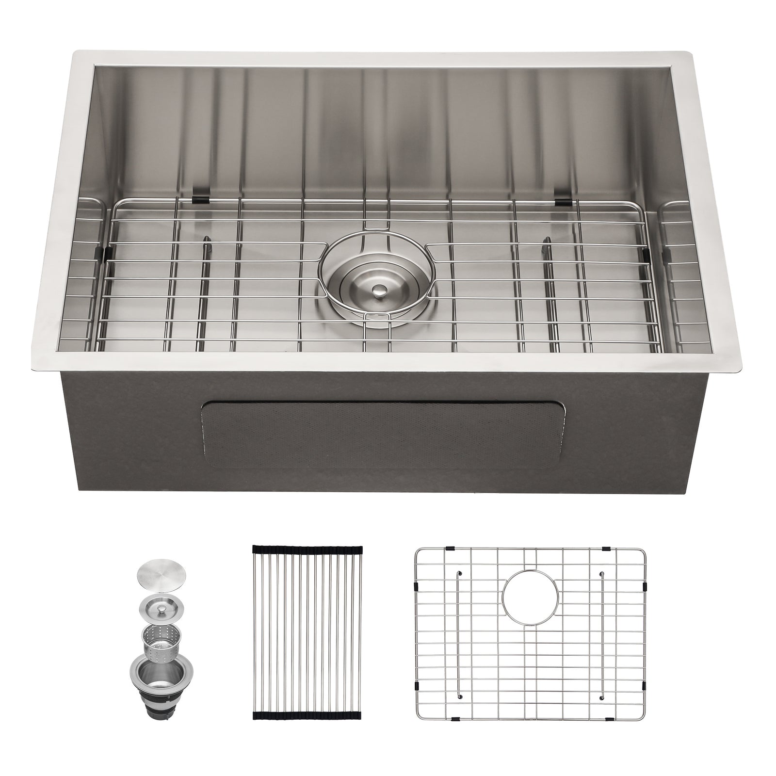 Undermount Sink Stainless Steel 18 Gauge Single Bowl Kitchen Sink Basin with Strainer