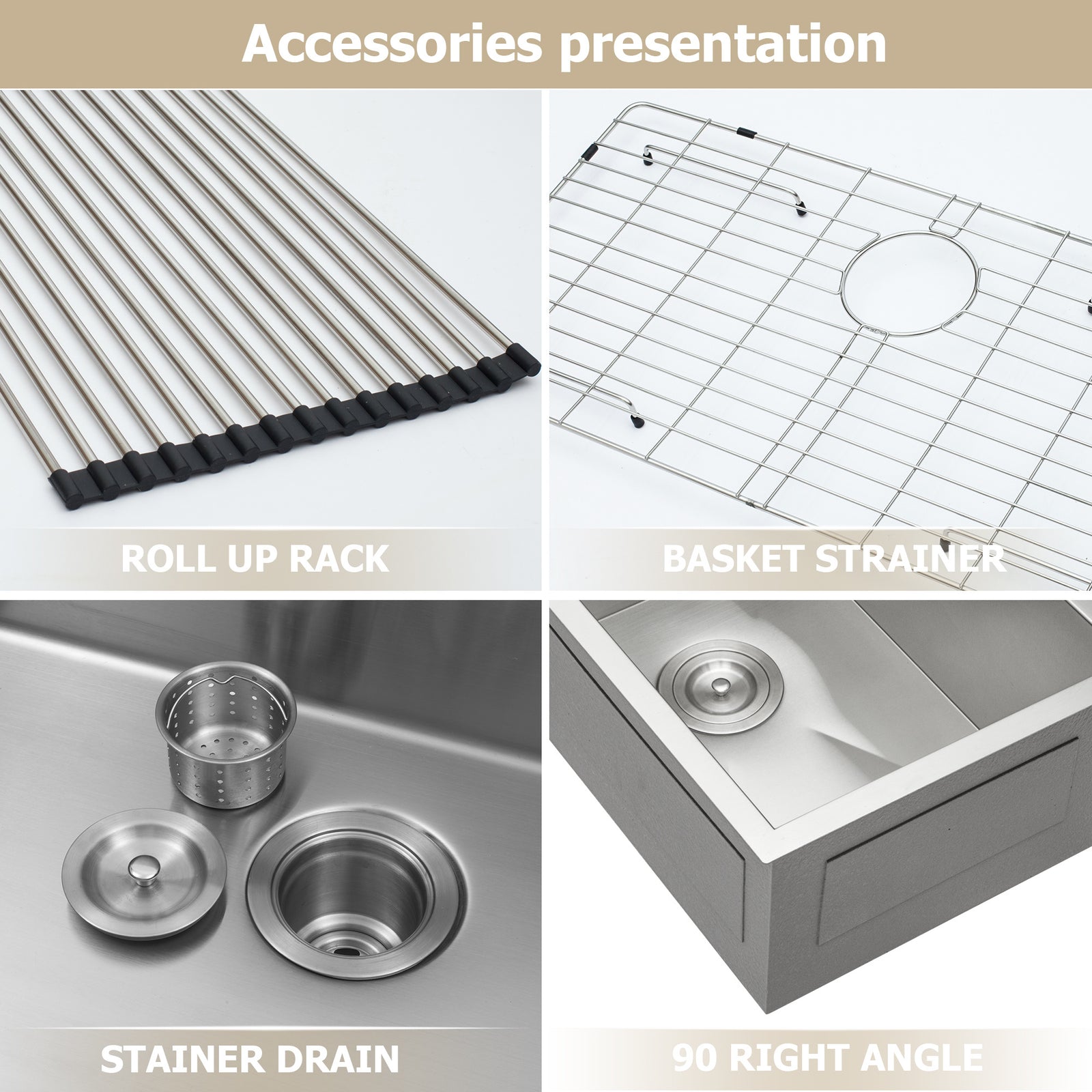 Undermount Sink Stainless Steel 18 Gauge Single Bowl Kitchen Sink Basin with Strainer