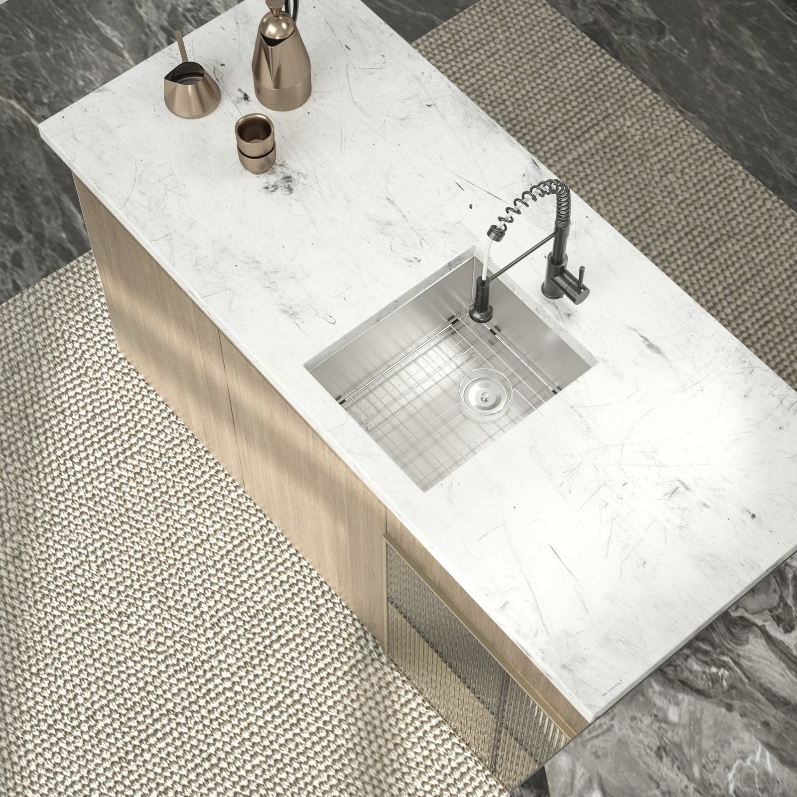 Undermount Sink Stainless Steel 18 Gauge Single Bowl Kitchen Sink Basin with Strainer