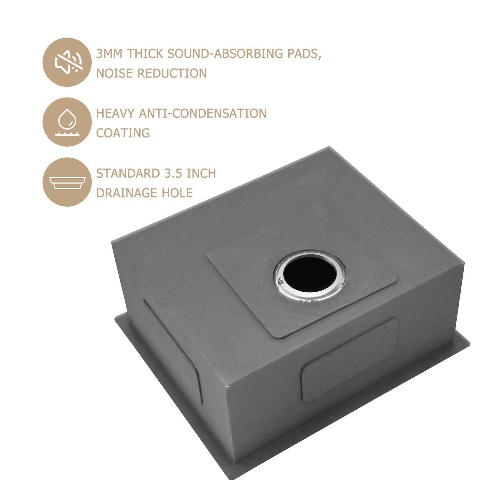 Undermount Sink Stainless Steel 18 Gauge Single Bowl Kitchen Sink Basin with Strainer