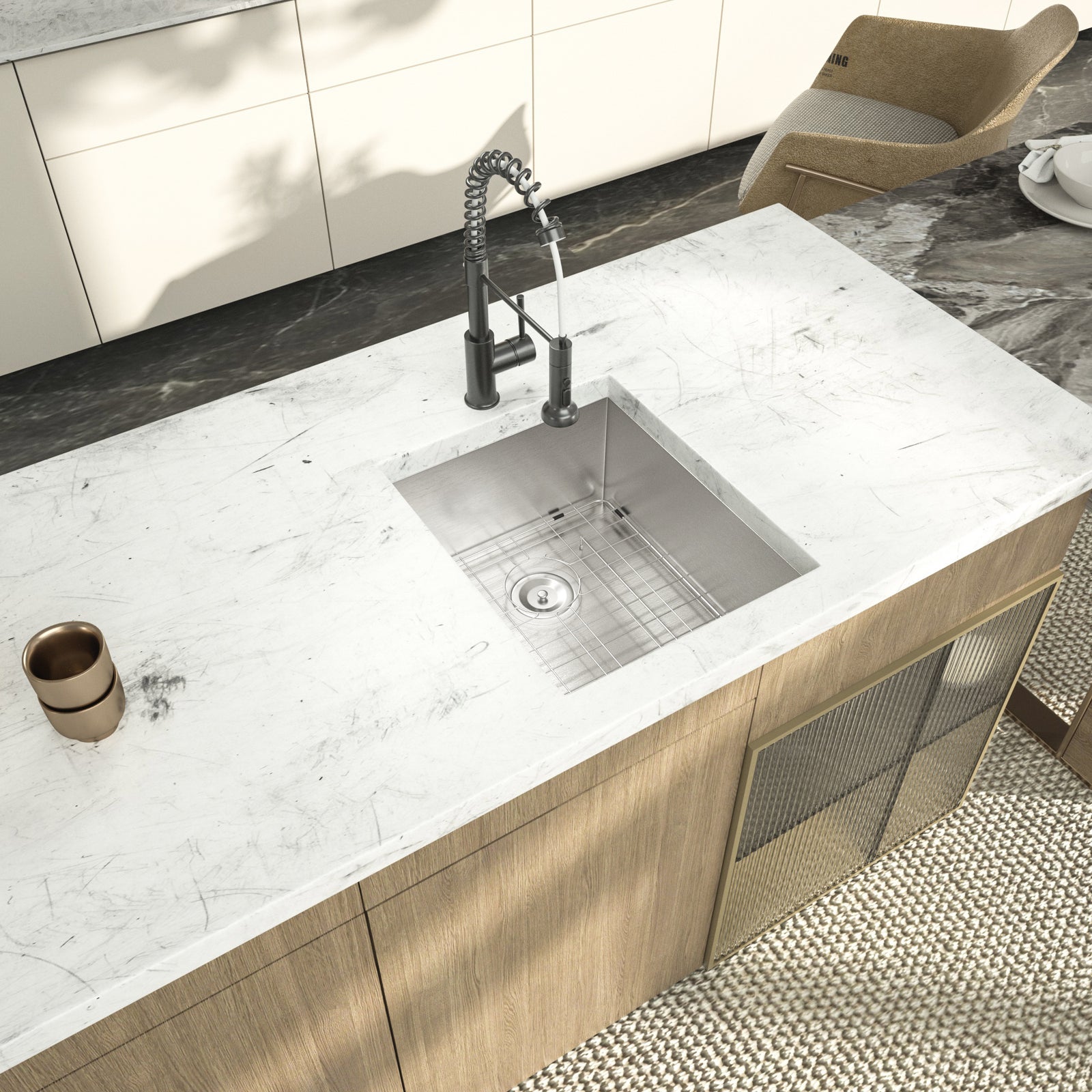 Undermount Sink Stainless Steel 18 Gauge Single Bowl Kitchen Sink Basin with Strainer