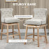 Upholstered Fabric Bar Height Bar Stools, 180° Swivel Nailhead-Trim Pub Chairs, 30" Seat Height with Rubber Wood Legs, Set of 2, Cream