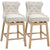 Upholstered Fabric Bar Height Bar Stools, 180° Swivel Nailhead-Trim Pub Chairs, 30" Seat Height with Rubber Wood Legs, Set of 2, Cream