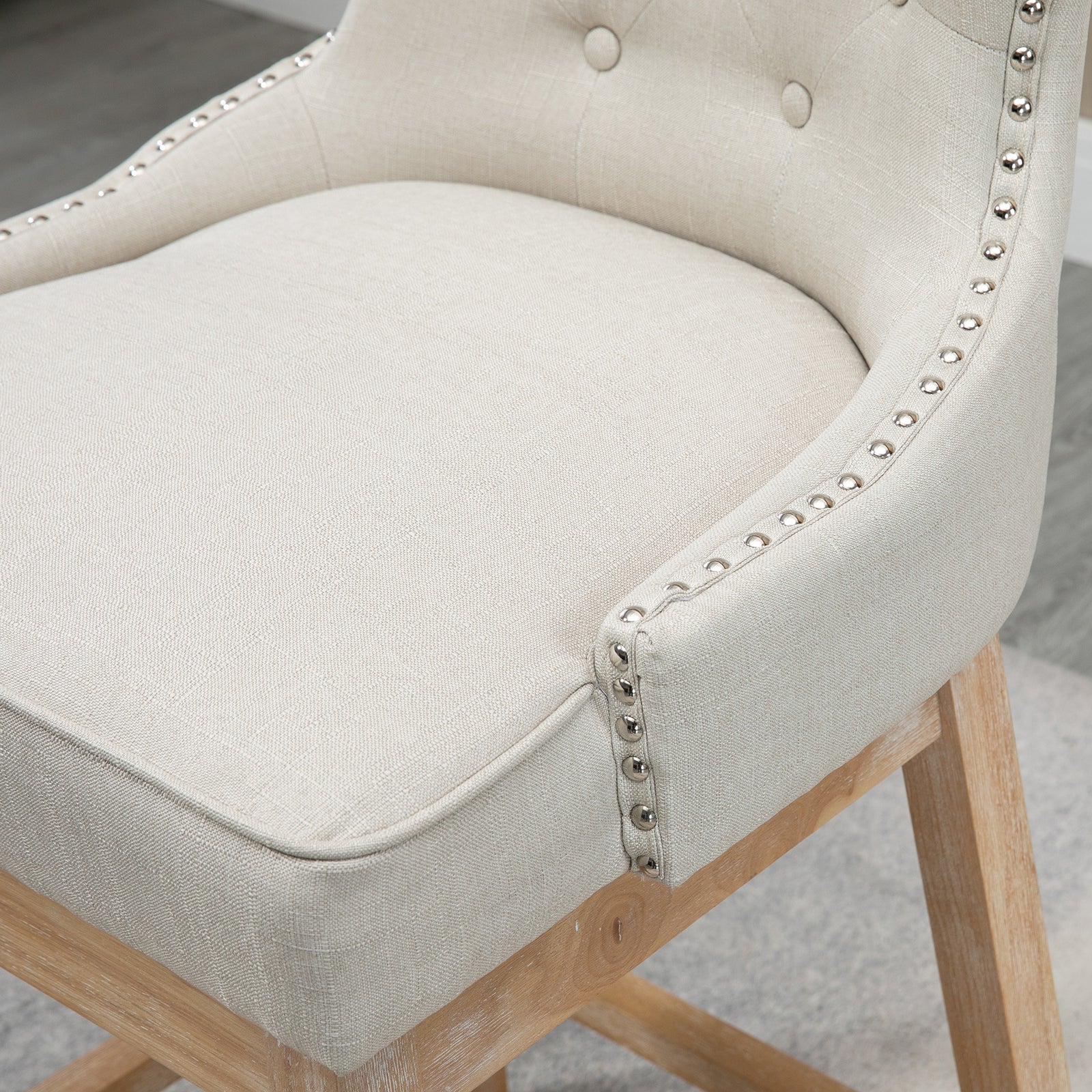 Upholstered Fabric Bar Height Bar Stools, 180° Swivel Nailhead-Trim Pub Chairs, 30