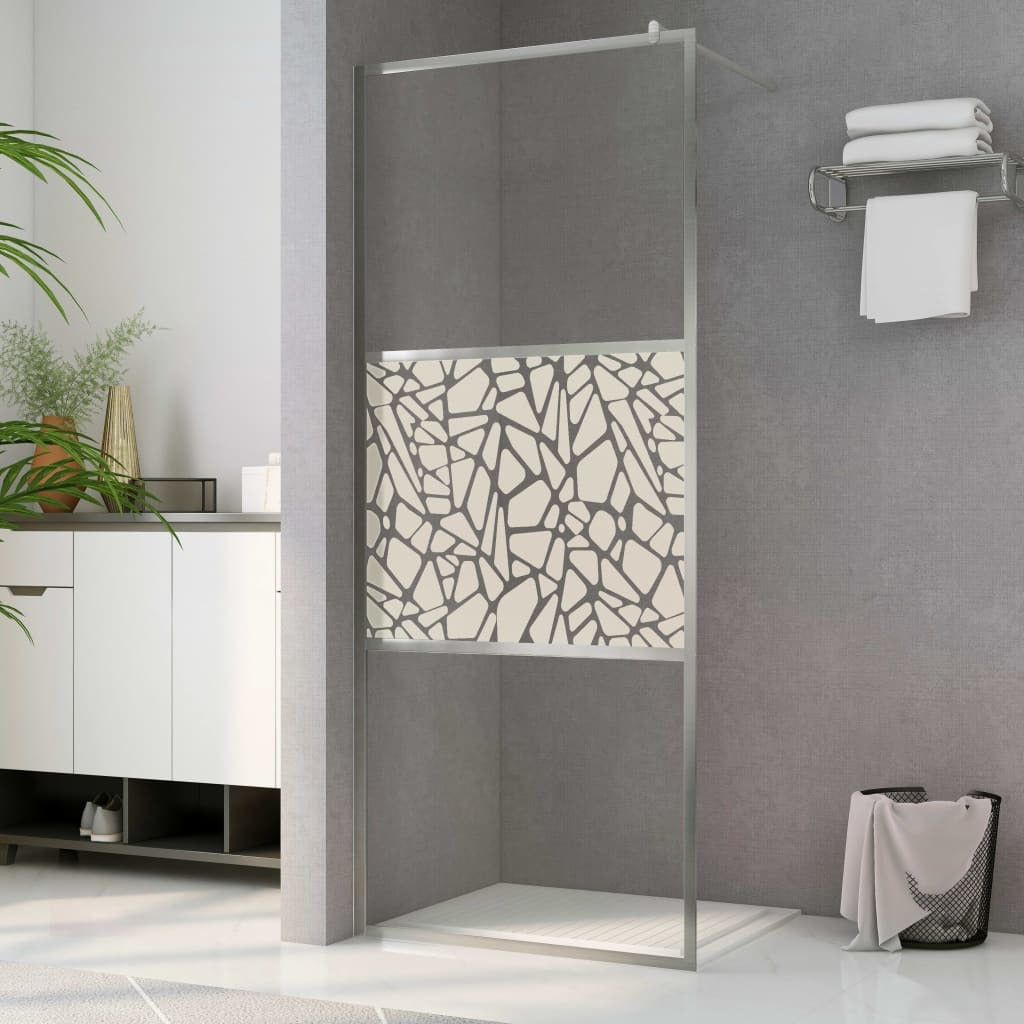 Walk-in Shower Wall ESG Glass with Stone Design 35.4