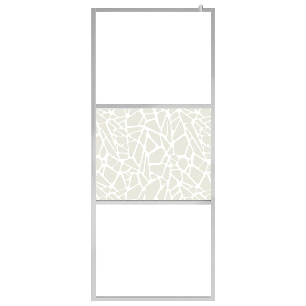 Walk-in Shower Wall ESG Glass with Stone Design 35.4"x76.8"
