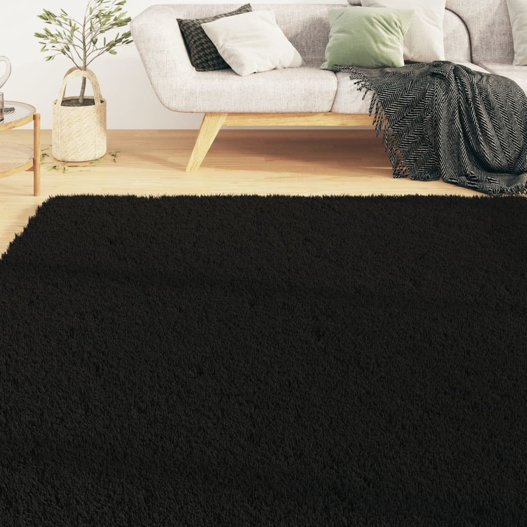 Washable Rug Soft Shaggy Black 63