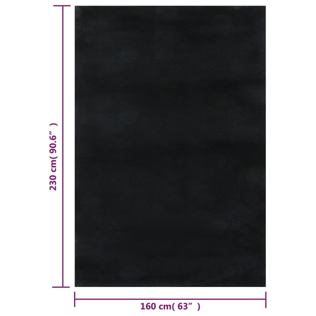 Washable Rug Soft Shaggy Black 63