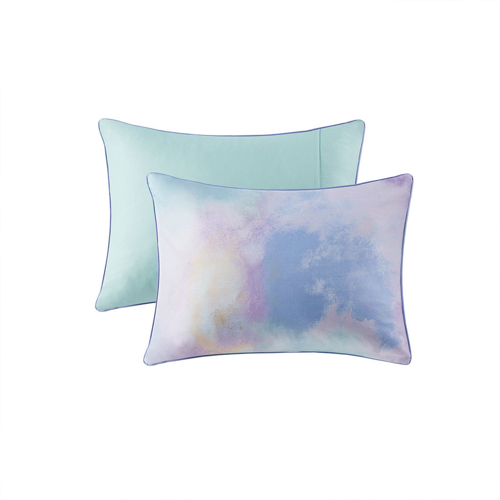 Watercolor Tie Dye Printed Duvet Cover Set with Throw Pillow