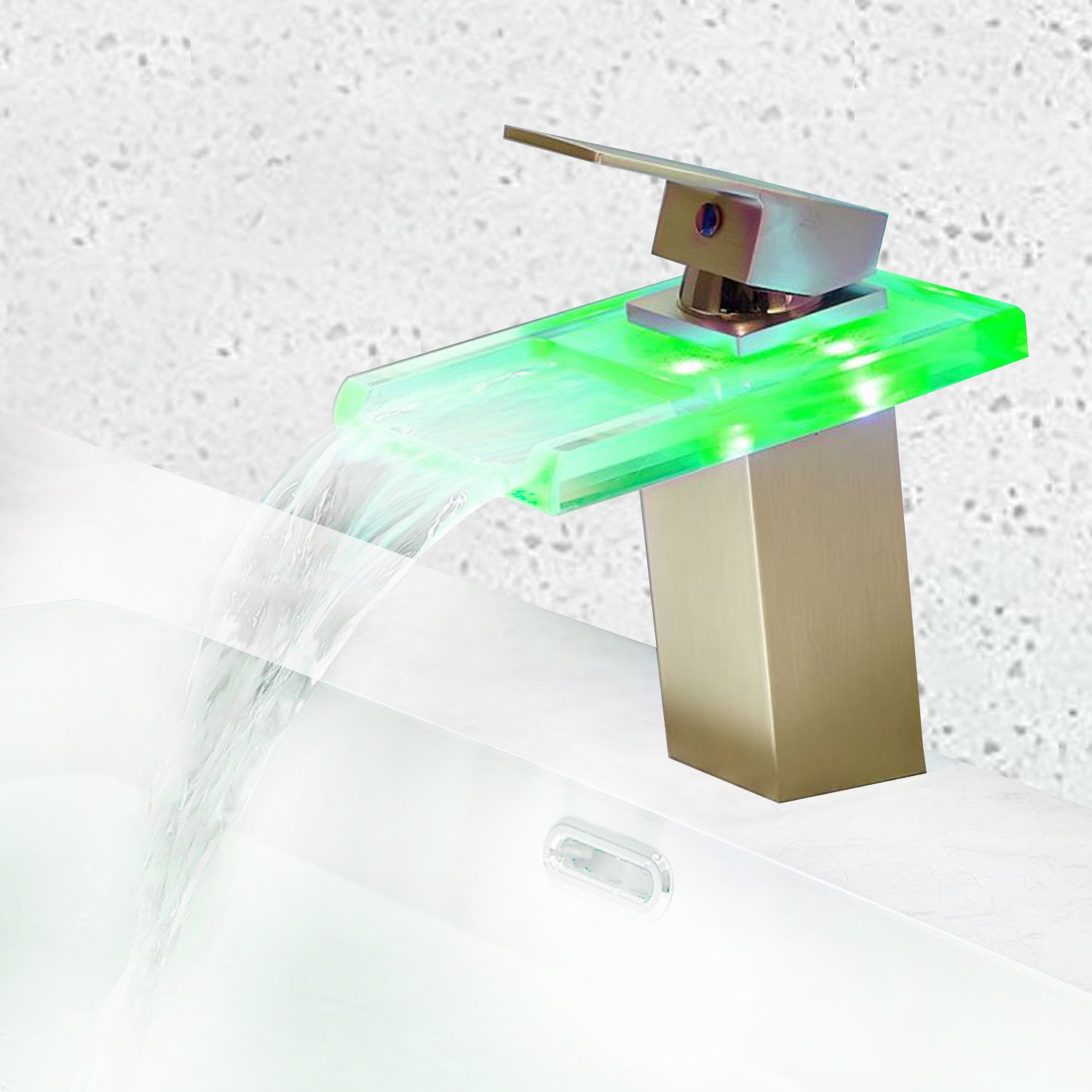 Waterfall showerhead LED bathroom faucet, single handle bathroom sink sink faucet in Black