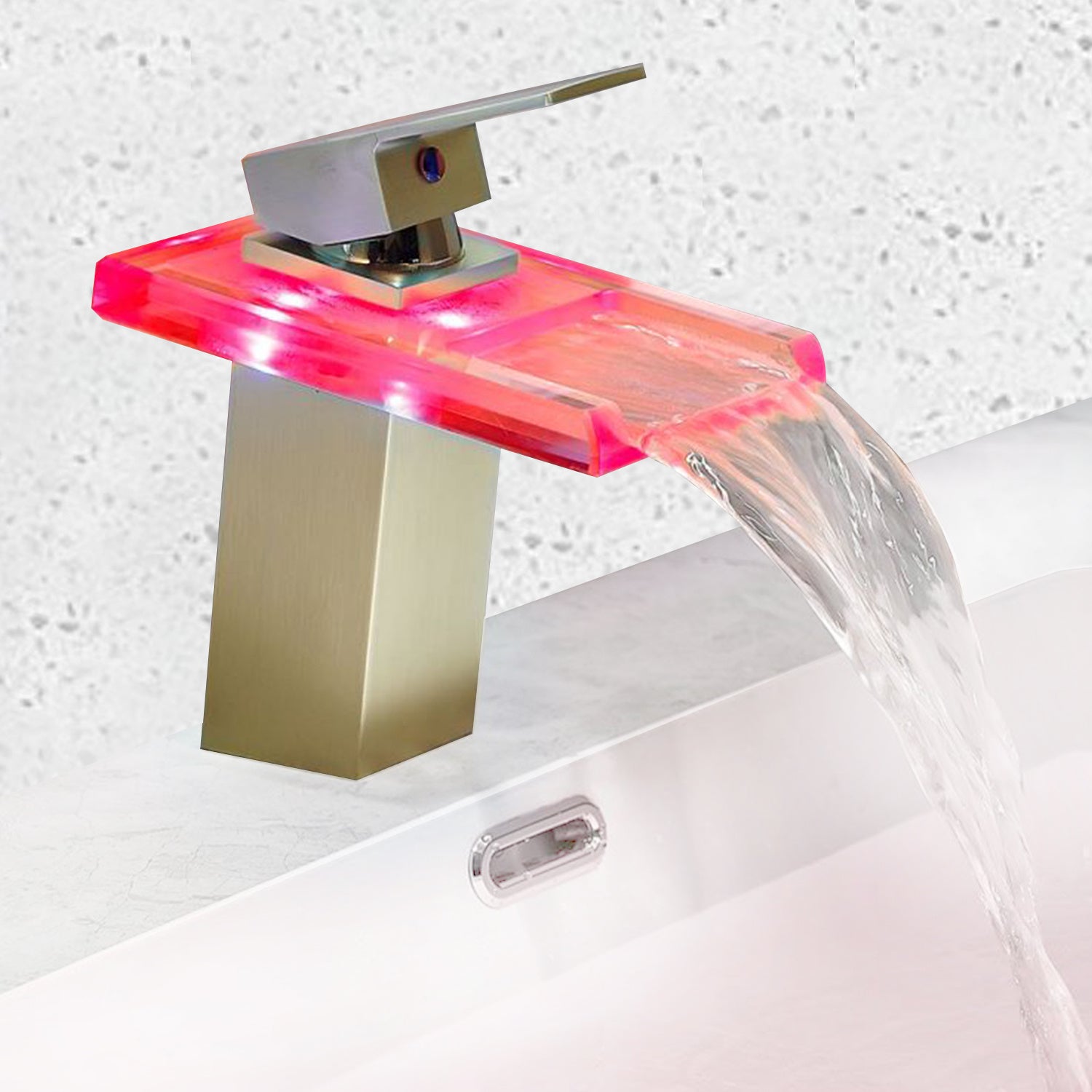 Waterfall showerhead LED bathroom faucet, single handle bathroom sink sink faucet in Black