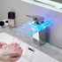 Waterfall showerhead LED bathroom faucet, single handle bathroom sink sink faucet in Black