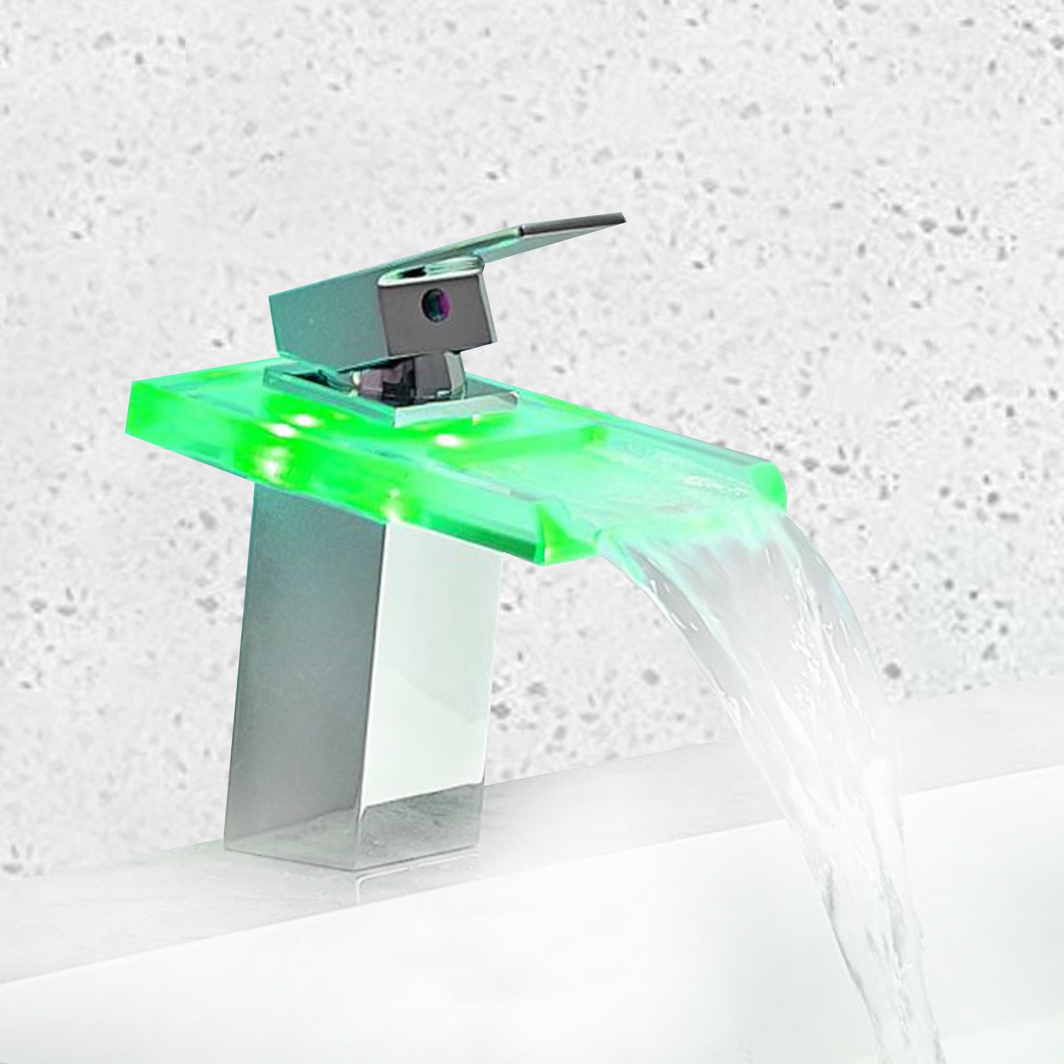 Waterfall showerhead LED bathroom faucet, single handle bathroom sink sink faucet in Black