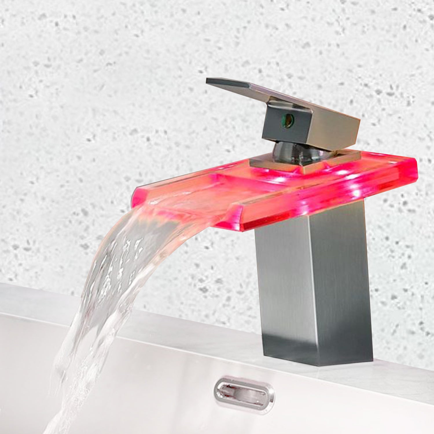 Waterfall showerhead LED bathroom faucet, single handle bathroom sink sink faucet in Black