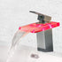 Waterfall showerhead LED bathroom faucet, single handle bathroom sink sink faucet in Black