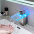 Waterfall showerhead LED bathroom faucet, single handle bathroom sink sink faucet in Black