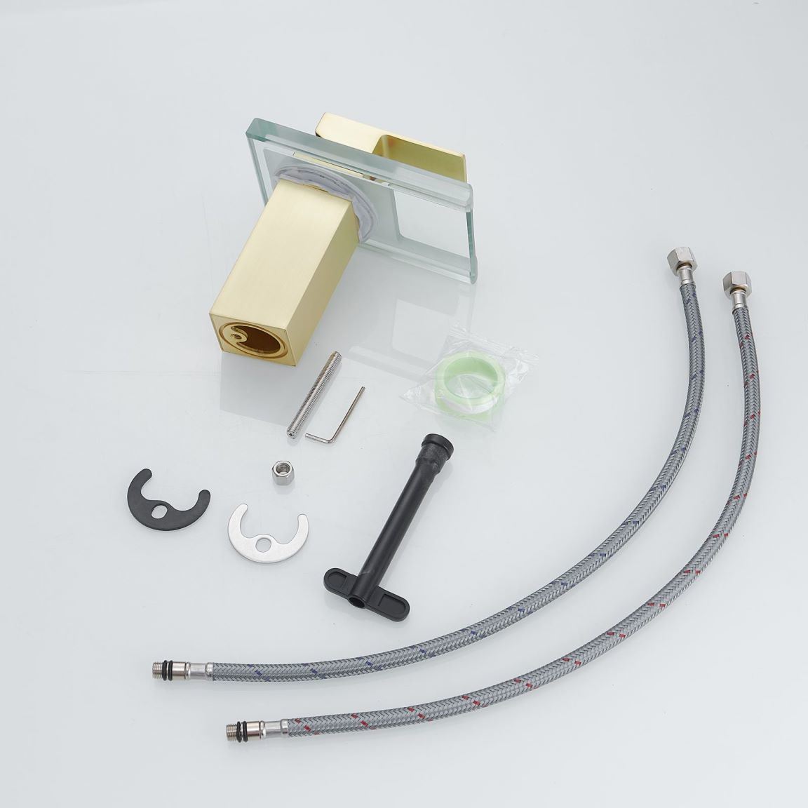 Waterfall showerhead LED bathroom faucet, single handle bathroom sink sink faucet in Black