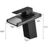 Waterfall showerhead LED bathroom faucet, single handle bathroom sink sink faucet in Black