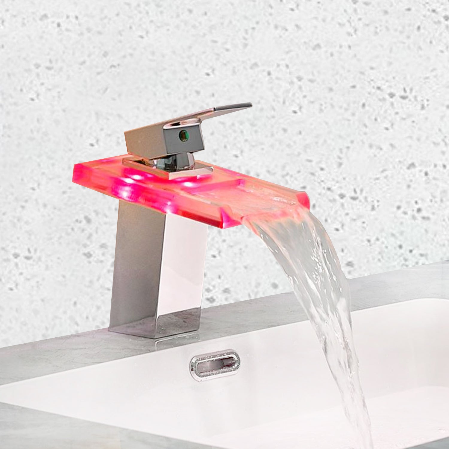 Waterfall showerhead LED bathroom faucet, single handle bathroom sink sink faucet in Black