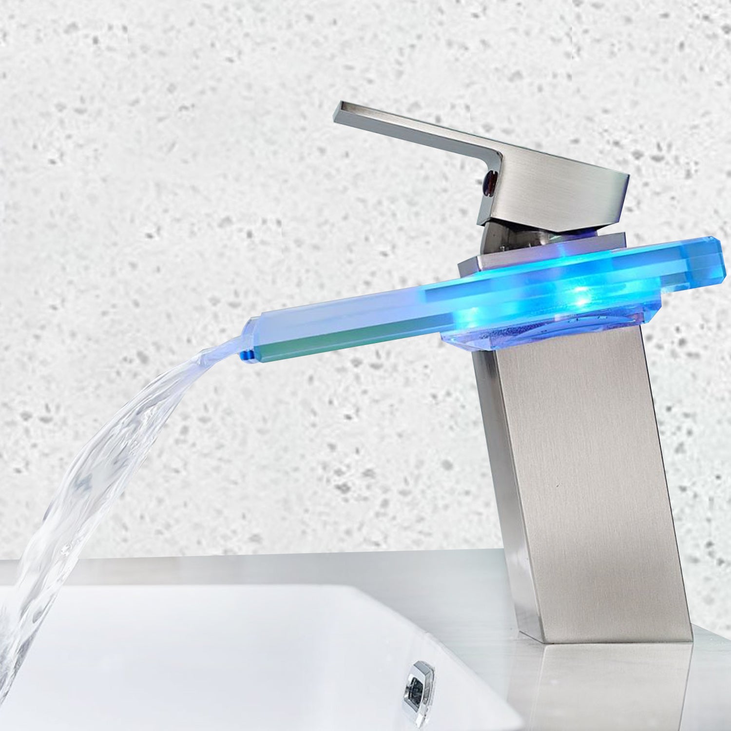 Waterfall showerhead LED bathroom faucet, single handle bathroom sink sink faucet in Black