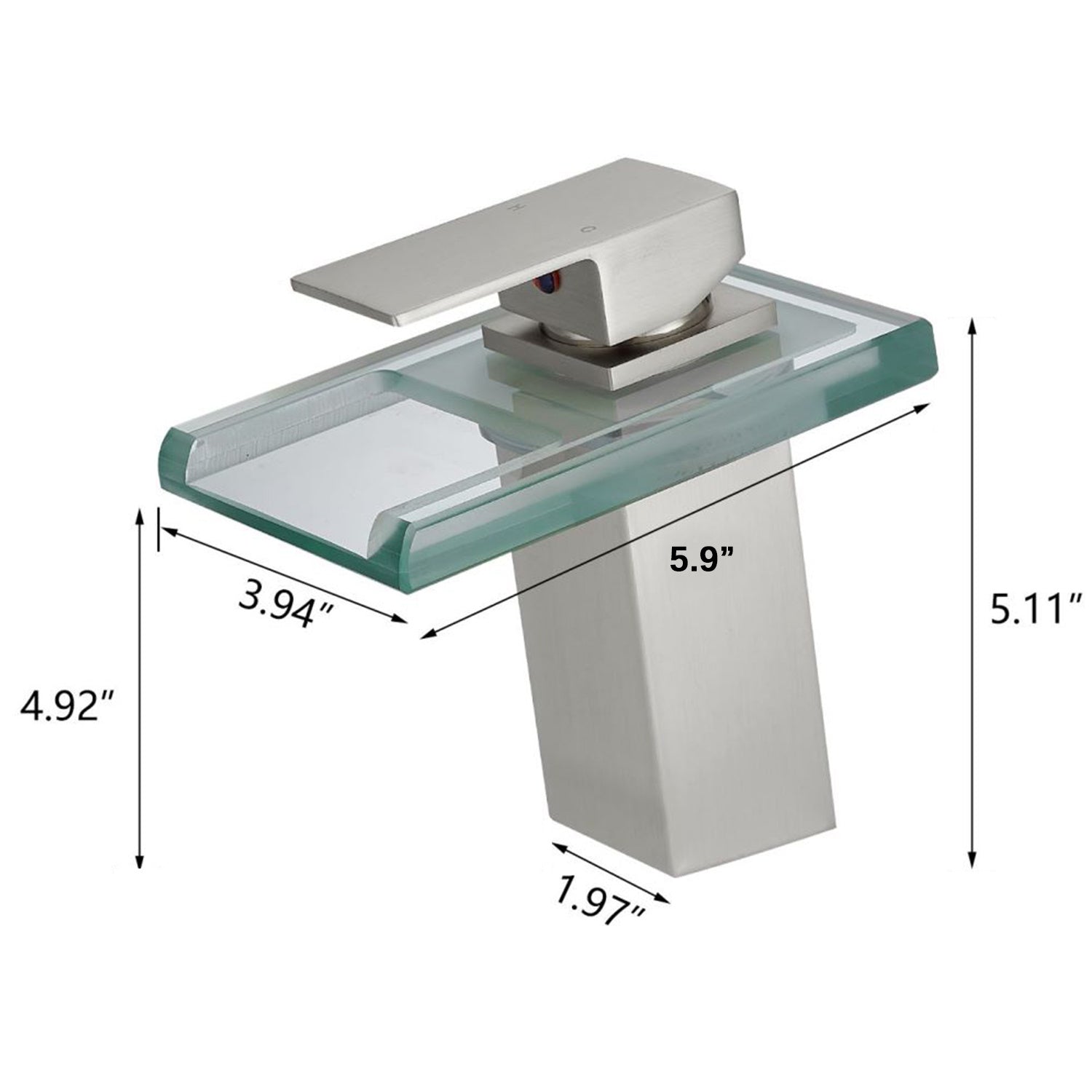 Waterfall showerhead LED bathroom faucet, single handle bathroom sink sink faucet in Black