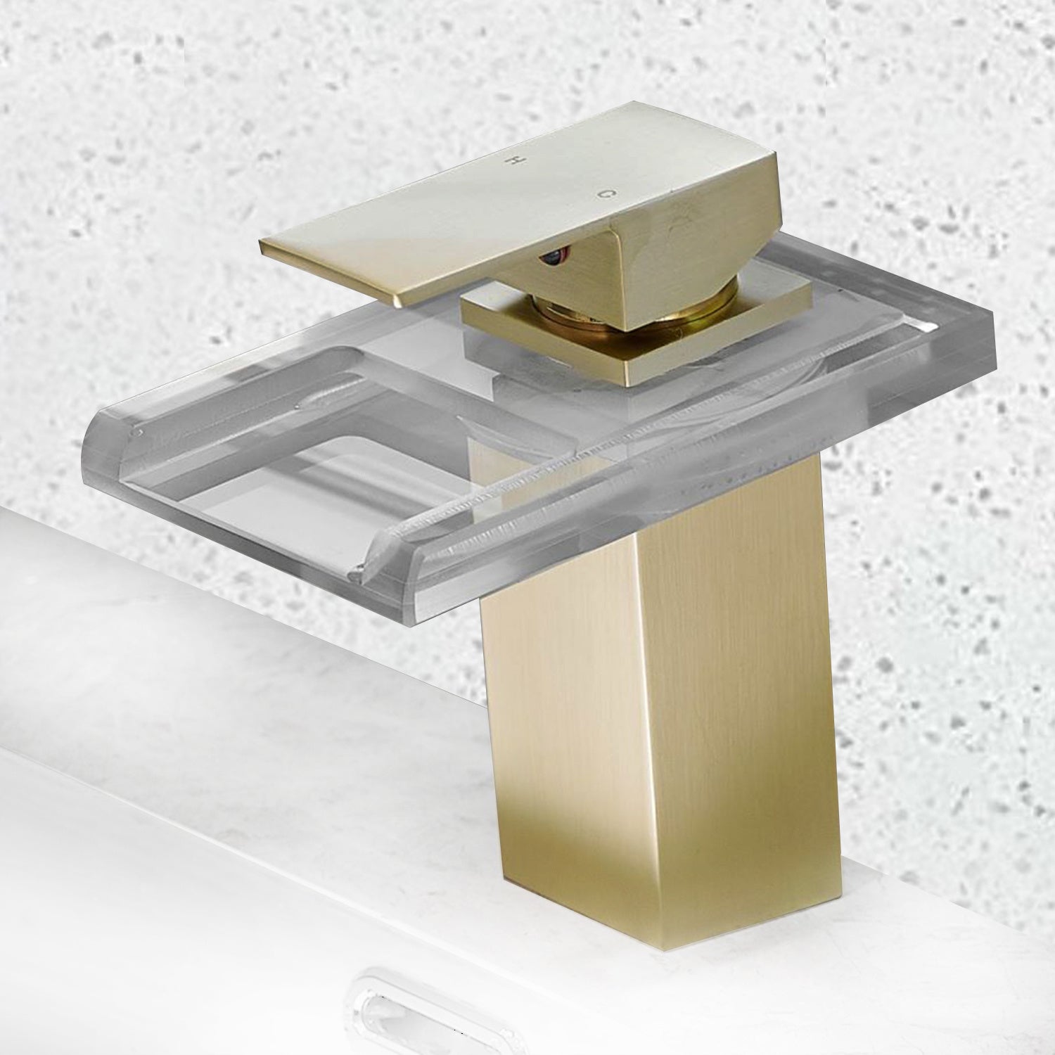 Waterfall showerhead LED bathroom faucet, single handle bathroom sink sink faucet in Black