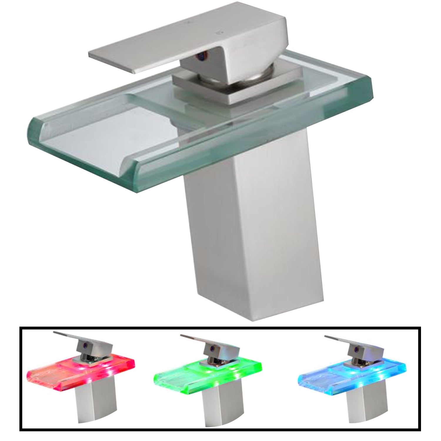 Waterfall showerhead LED bathroom faucet, single handle bathroom sink sink faucet in Black