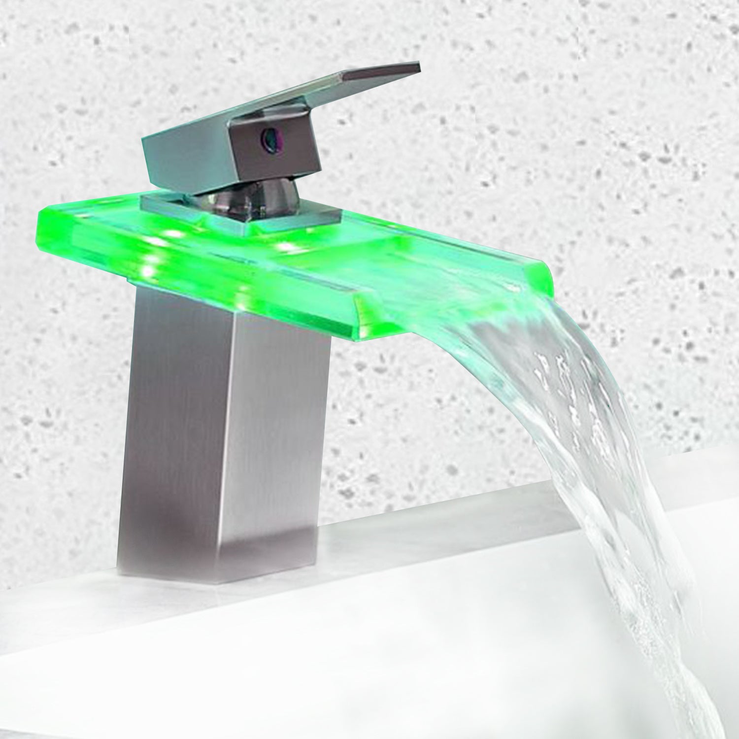 Waterfall showerhead LED bathroom faucet, single handle bathroom sink sink faucet in Black