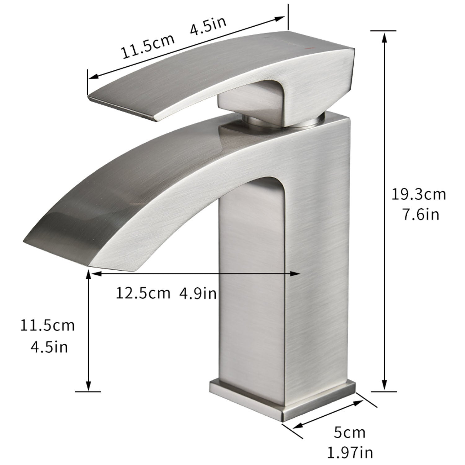 Waterfall Spout Bathroom Faucet, Single Handle Bathroom Faucet 1 Holes