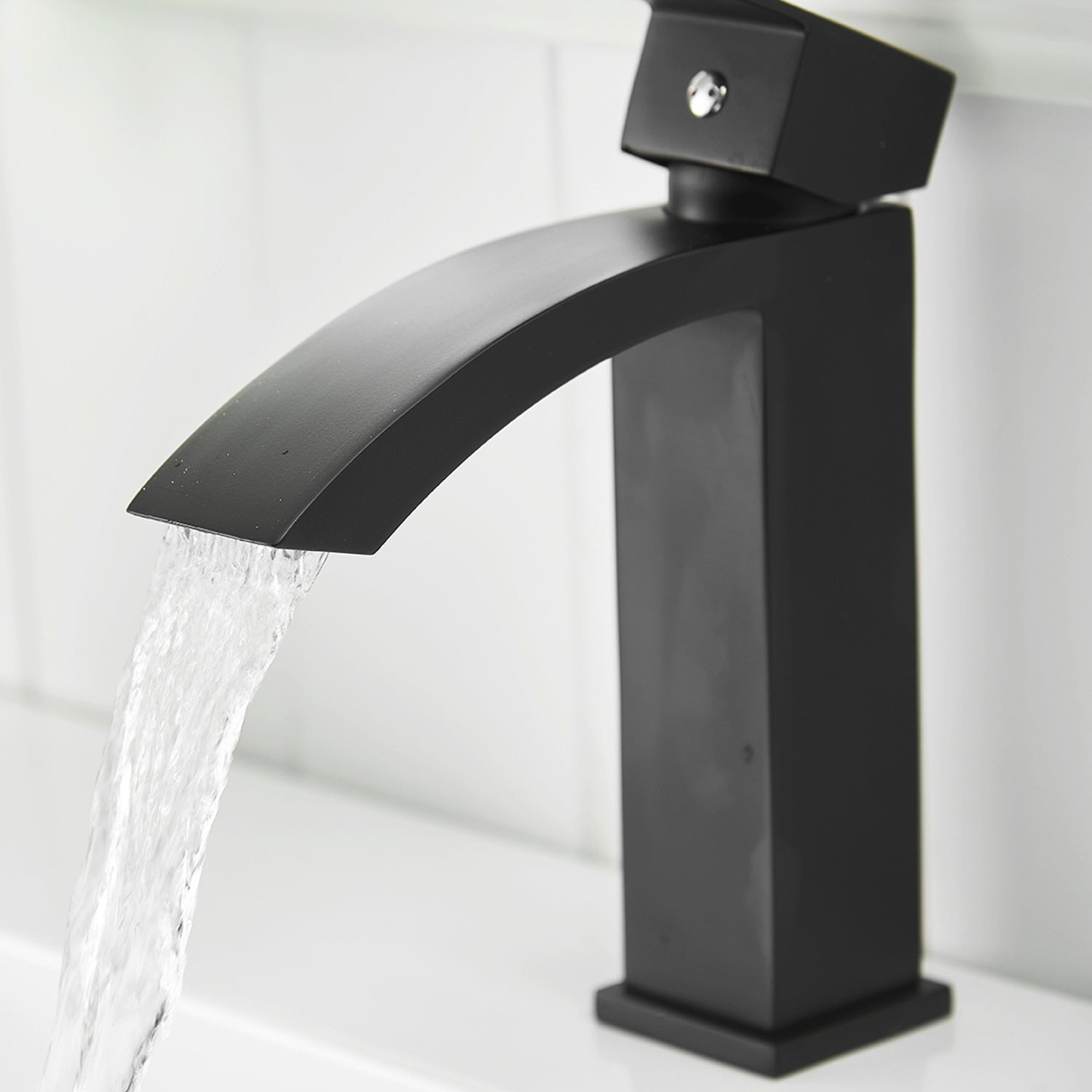 Waterfall Spout Bathroom Faucet, Single Handle Bathroom Faucet 1 Holes