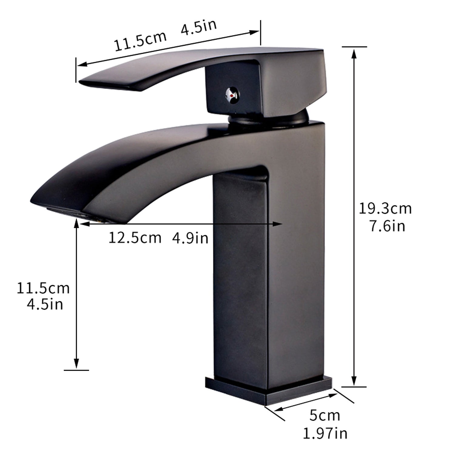 Waterfall Spout Bathroom Faucet, Single Handle Bathroom Faucet 1 Holes