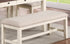 White Classic 1PC BENCH Rubberwood Beige Fabric Cushion Seats Dining Room Furniture Bench