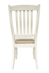 White Classic 2pcs Dining Chairs Set Rubberwood Beige Fabric Cushion Seats Slats Backs Dining Room Furniture Side Chair