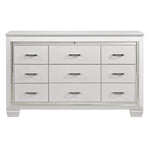 White Finish Dresser Bold Design 9 Drawers Glamorous Faux-Alligator Textured Fronts Wooden Bedroom Furniture