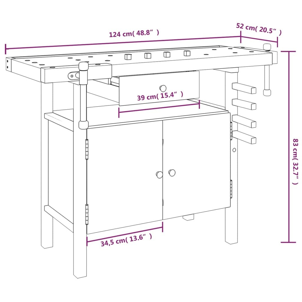 Workbench with Drawer and Vices 48.8
