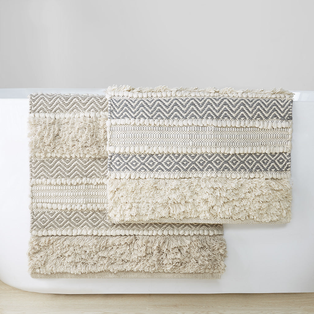 Woven Texture Stripe Bath Rug