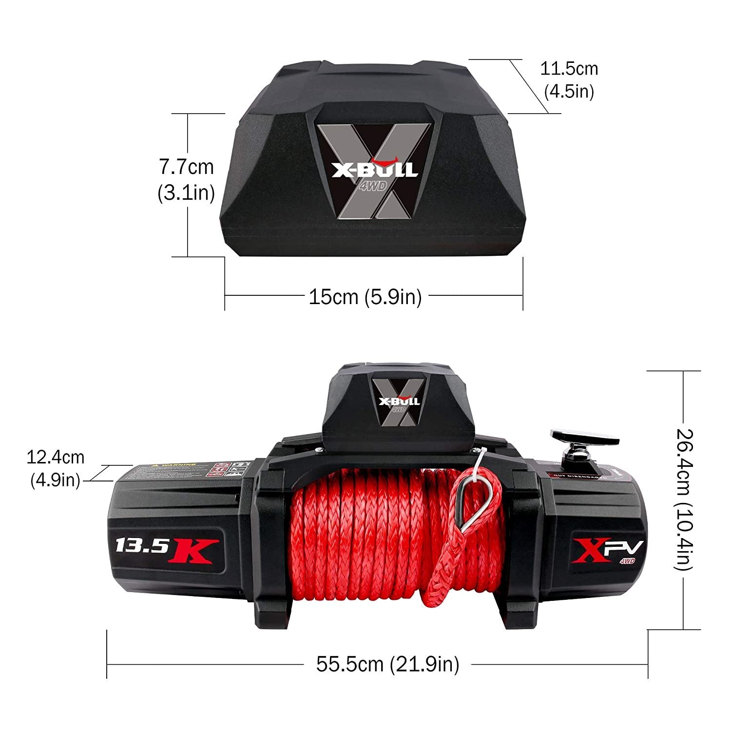 X-BULL 13500 LBS Electric Winch XPV 12V Synthetic Red Rope New Arrival Jeep Towing Truck 4WD